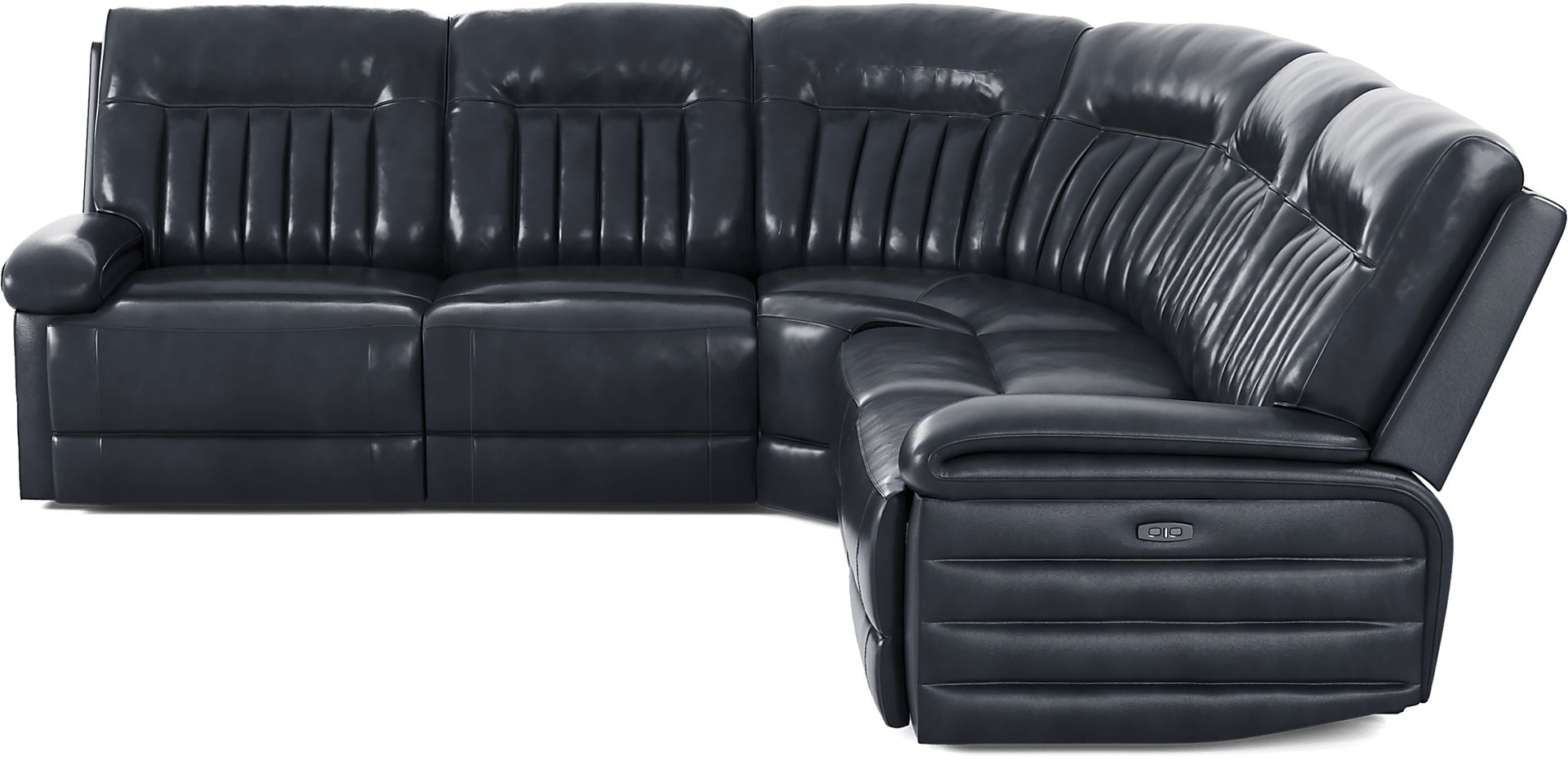 Terenzo Blue Leather 5 Pc Dual Power Reclining Sectional - Image 3