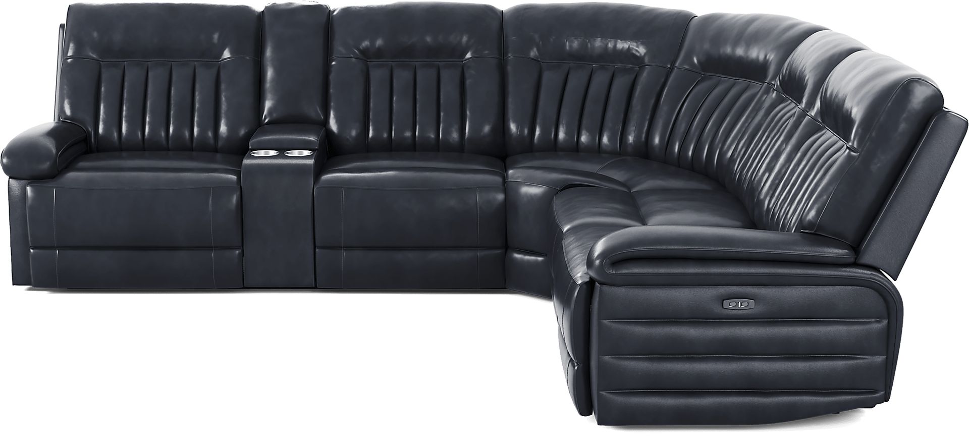 Terenzo Blue Leather 9 Pc Dual Power Reclining Sectional Living Room - Image 3