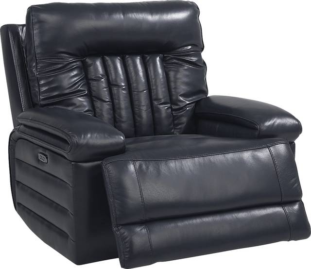Terenzo Blue Leather Dual Power Recliner - Thumbnail - Image 2