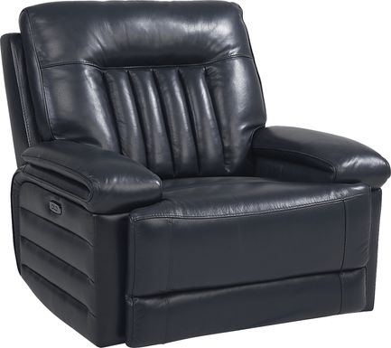 Terenzo Blue Leather Dual Power Recliner