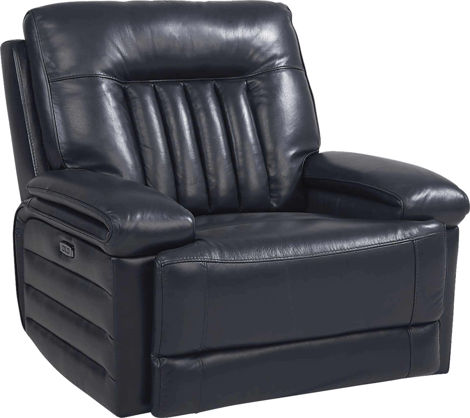 Terenzo Blue Leather Dual Power Recliner - Image 1