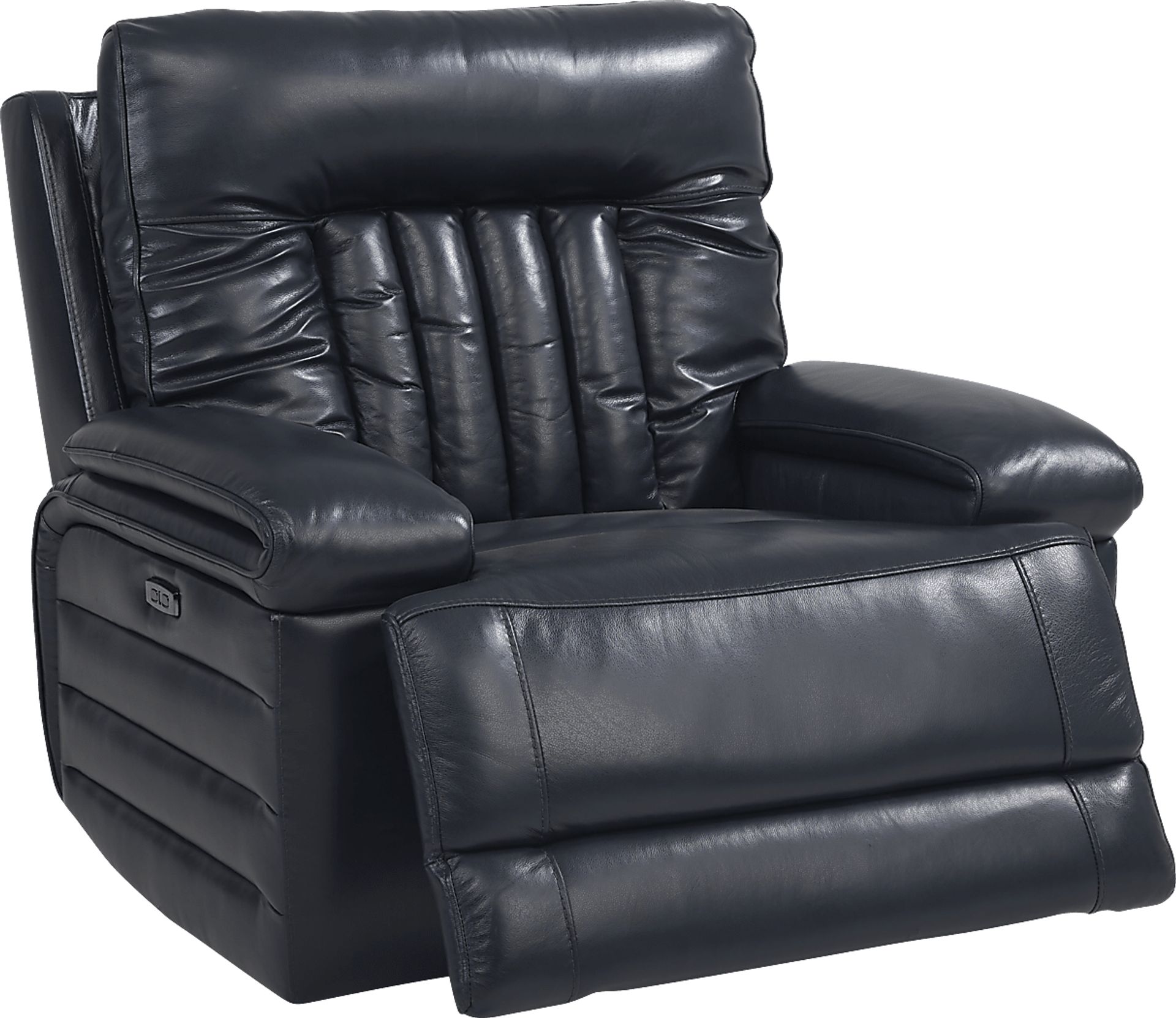 Terenzo Blue Leather Dual Power Recliner - Image 1