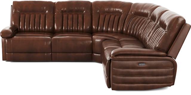 Terenzo Brown Leather 5 Pc Dual Power Reclining Sectional - Thumbnail - Image 3