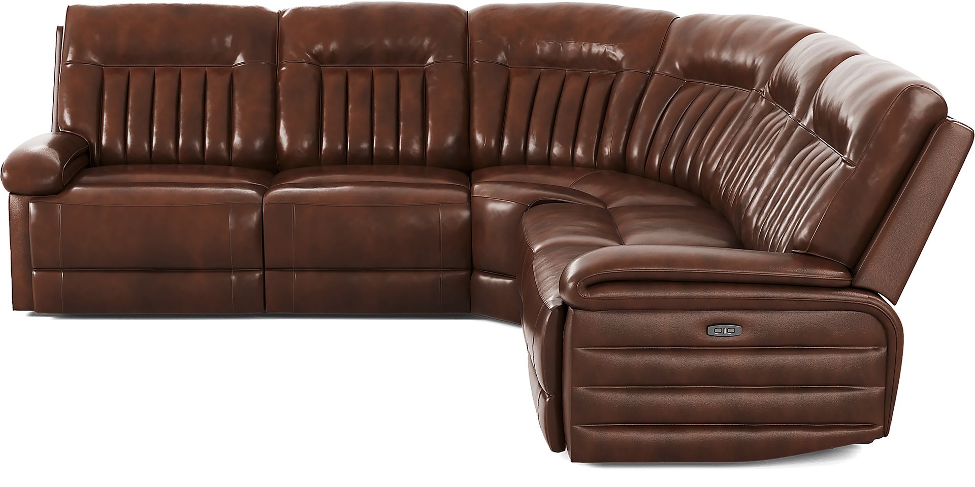Terenzo Brown Leather 5 Pc Dual Power Reclining Sectional - Image 3