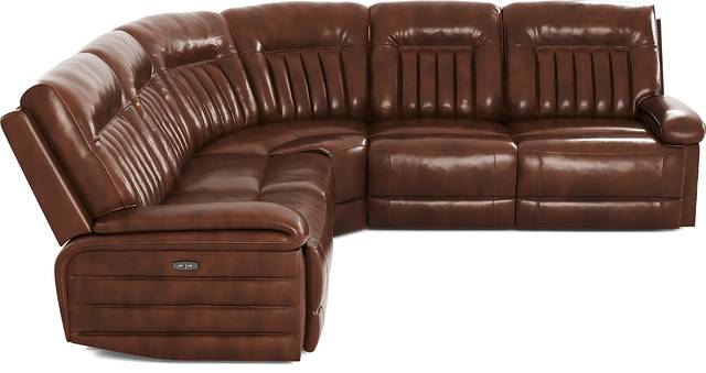 Terenzo Brown Leather 5 Pc Dual Power Reclining Sectional - Thumbnail - Image 4