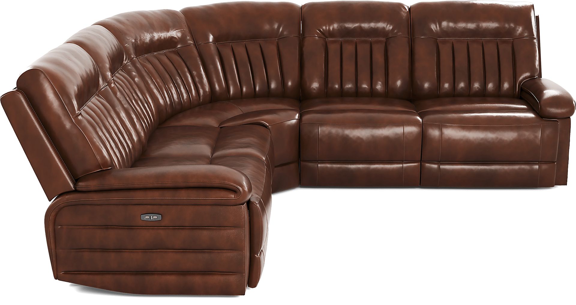 Terenzo Brown Leather 5 Pc Dual Power Reclining Sectional - Image 4