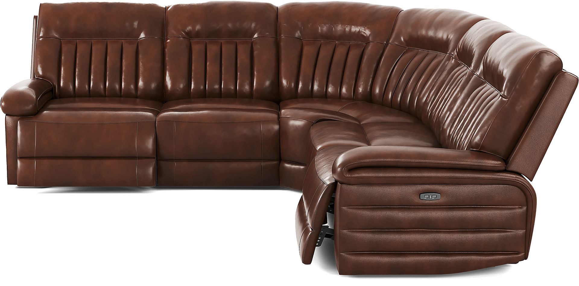 Terenzo Brown Leather 5 Pc Dual Power Reclining Sectional - Image 6