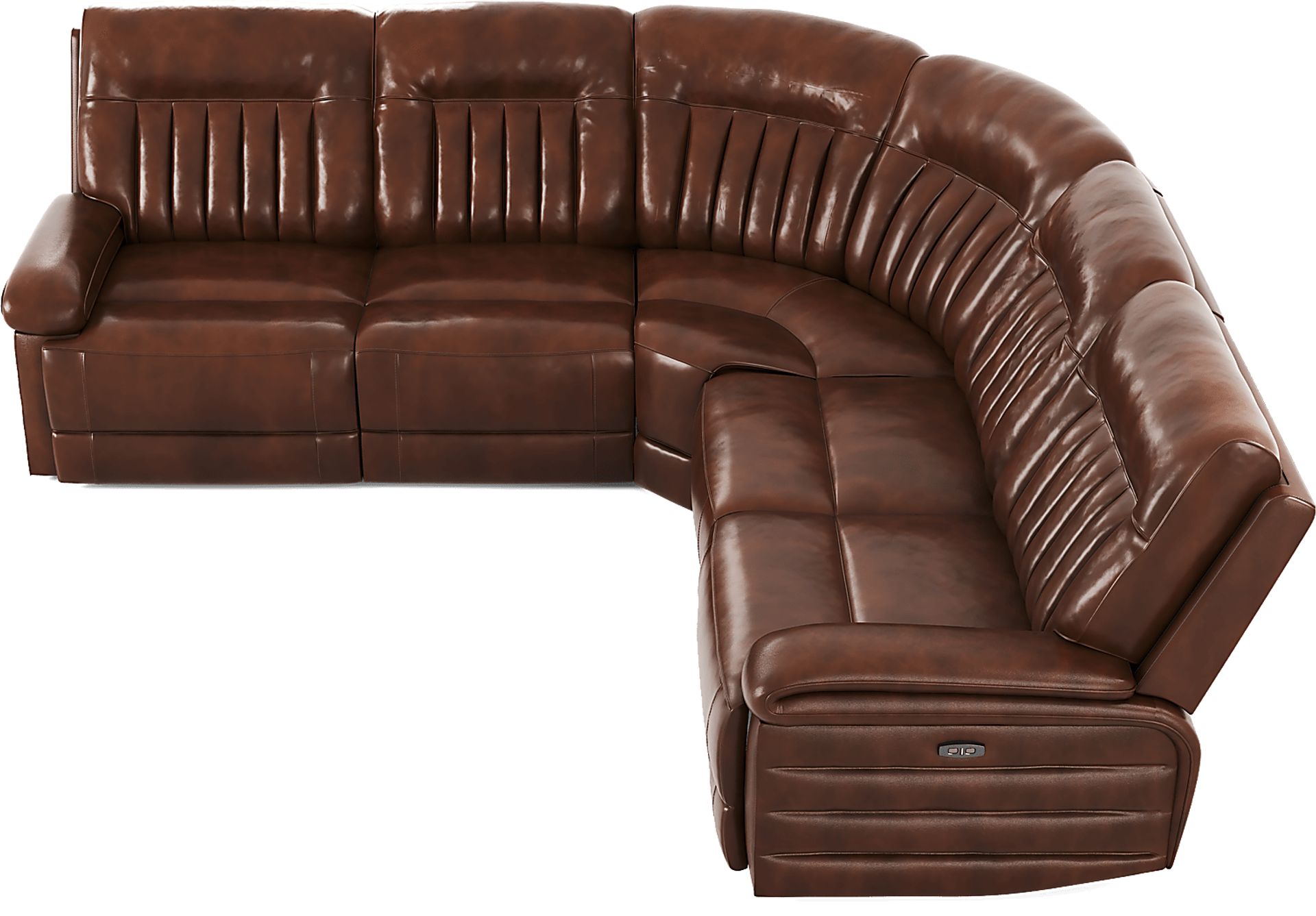 Terenzo Brown Leather 5 Pc Dual Power Reclining Sectional - Image 7
