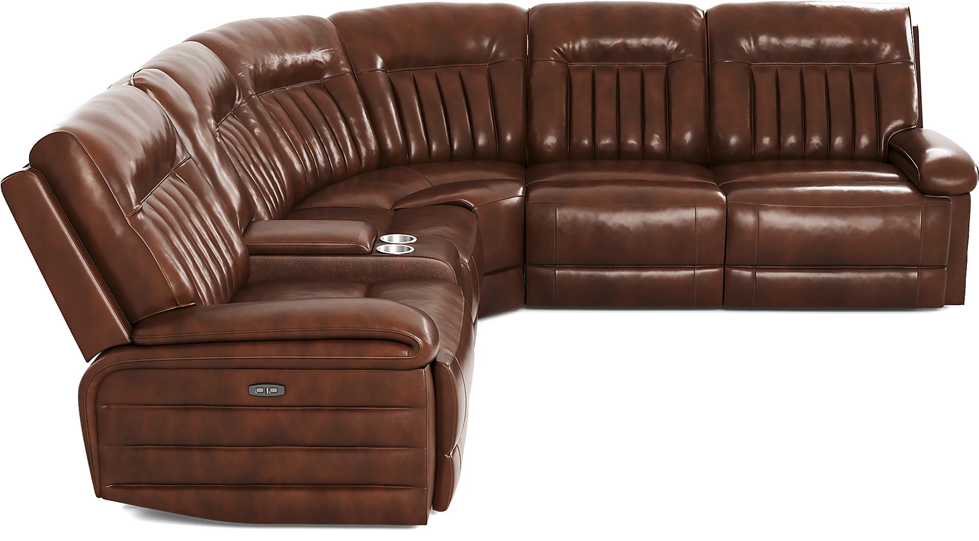 Terenzo Brown Leather 6 Pc Dual Power Reclining Sectional - Image 4