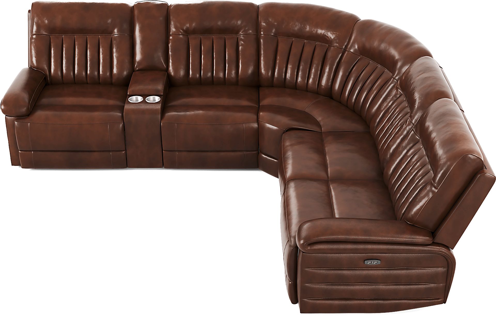 Terenzo Brown Leather 6 Pc Dual Power Reclining Sectional - Image 7