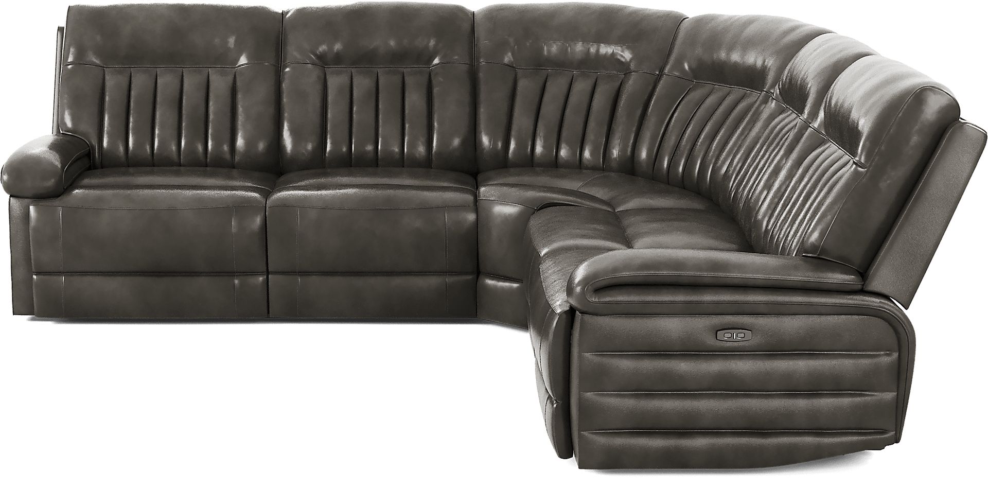 Terenzo Gray Leather 5 Pc Dual Power Reclining Sectional - Image 3