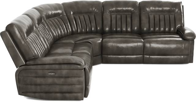 Terenzo Gray Leather 5 Pc Dual Power Reclining Sectional - Thumbnail - Image 4