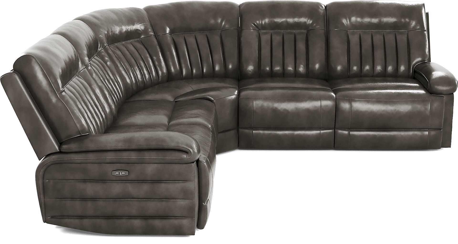 Terenzo Gray Leather 5 Pc Dual Power Reclining Sectional - Image 4