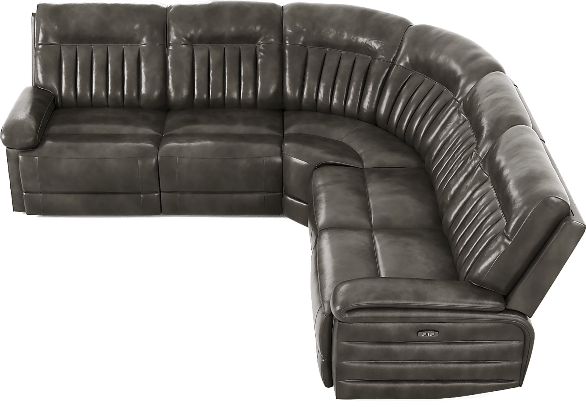 Terenzo Gray Leather 5 Pc Dual Power Reclining Sectional - Image 7