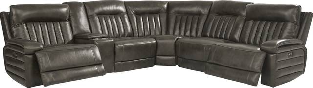 Terenzo Gray Leather 6 Pc Dual Power Reclining Sectional - Thumbnail - Image 3