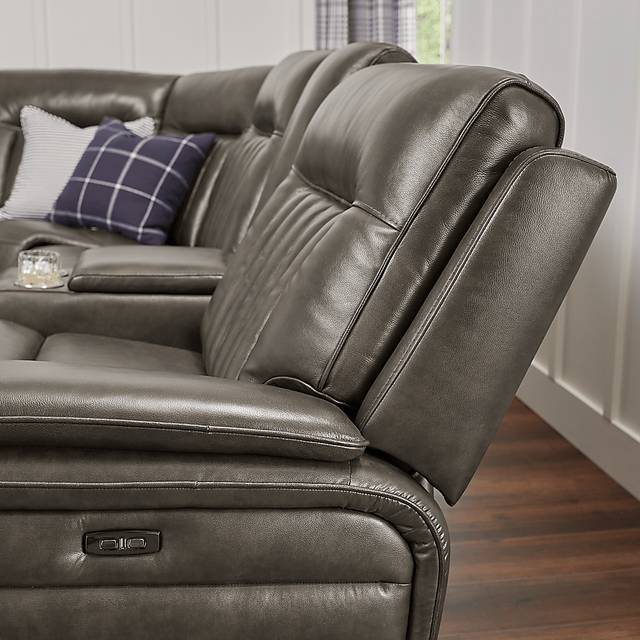 Terenzo Gray Leather 6 Pc Dual Power Reclining Sectional - Thumbnail - Image 4
