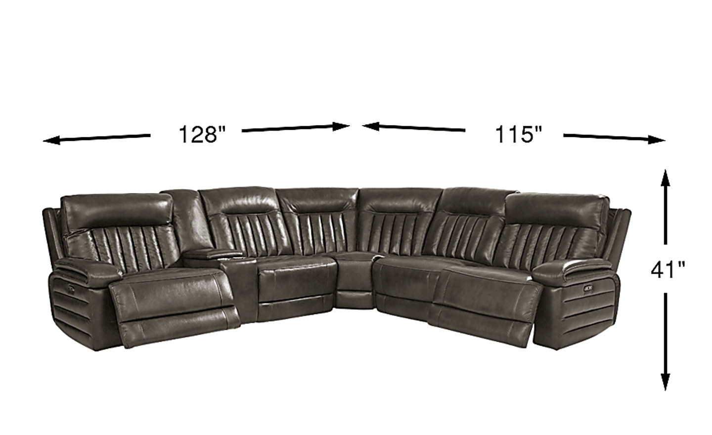 Terenzo Gray Leather 6 Pc Dual Power Reclining Sectional | Rooms to Go