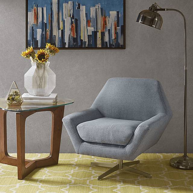 Teresina Blue Accent Swivel Chair - Thumbnail - Image 5