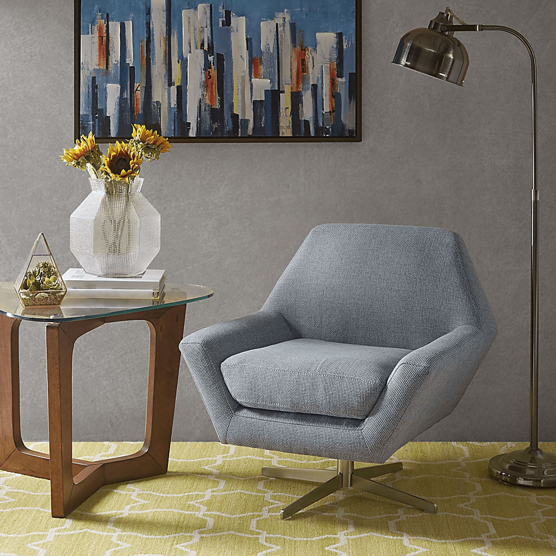 Teresina Blue Accent Swivel Chair - Image 5