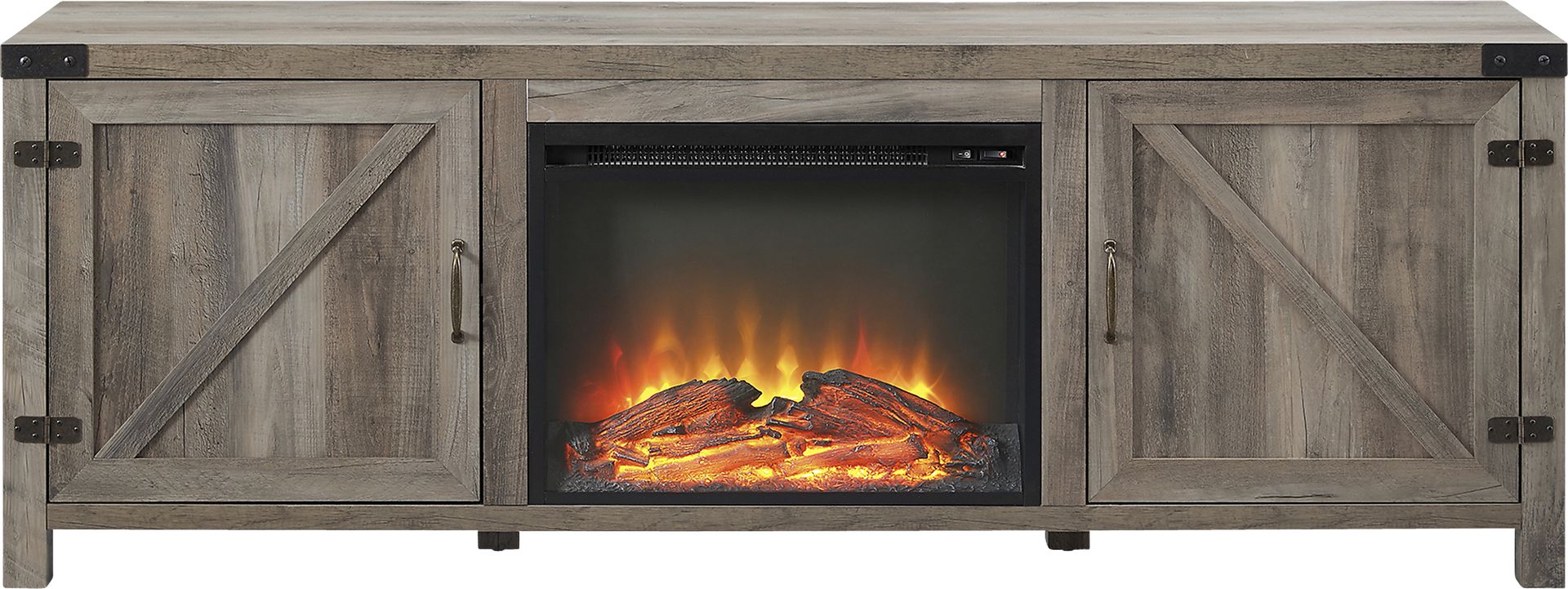 Terhune Gray 70 in. Console, With Electric Fireplace - Image 2