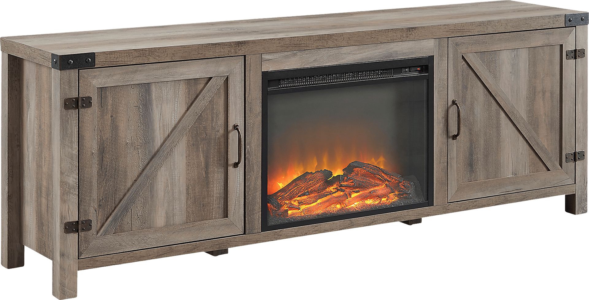 Terhune Gray 70 in. Console, With Electric Fireplace - Image 1