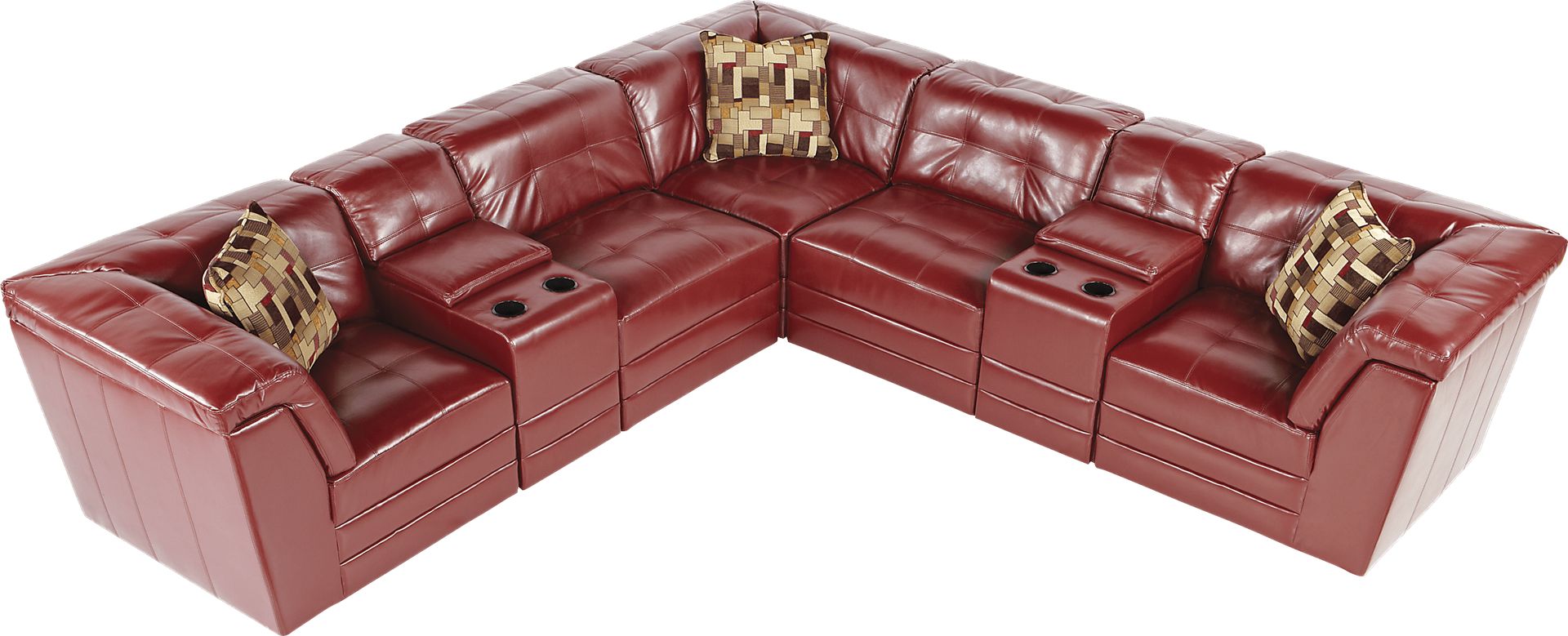 Terragon Red 7 Pc Blended Leather Sectional - Image 1