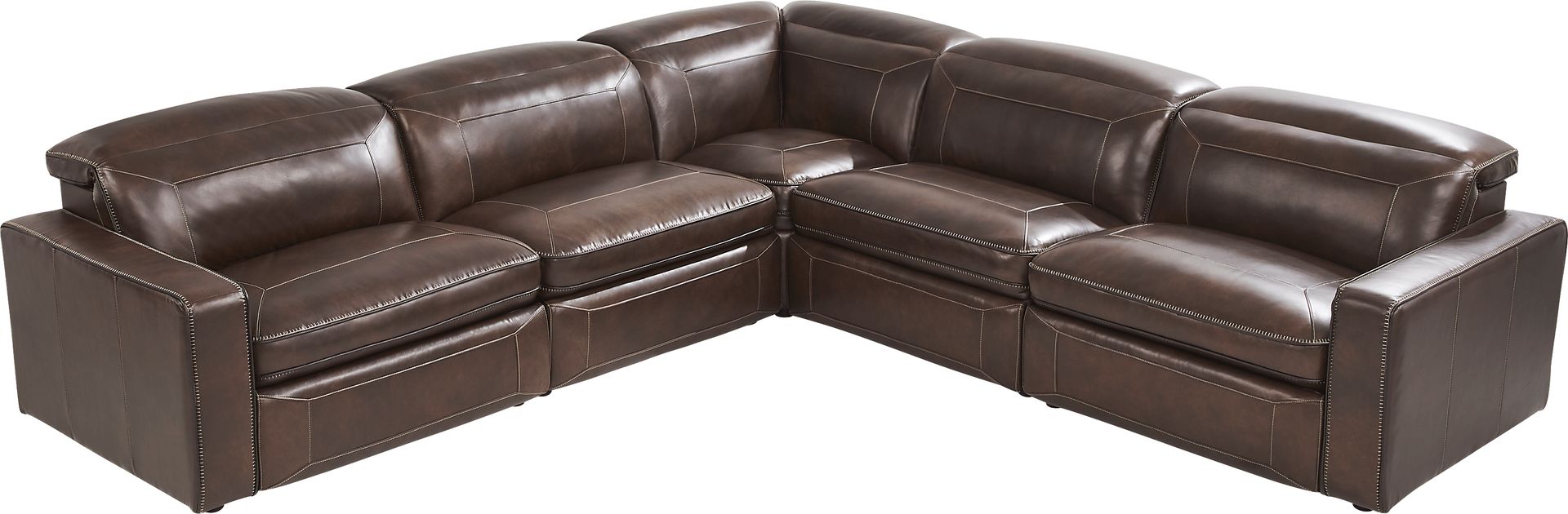 Terralinia Brown Leather 8 Pc Dual Power Reclining Sectional Living Room - Image 3