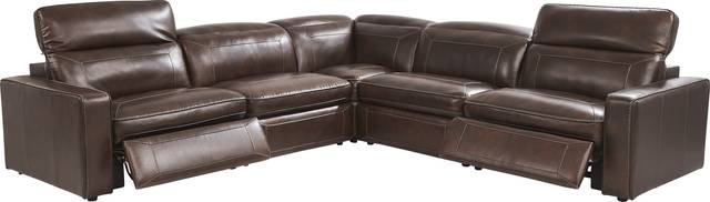 Terralinia Brown Leather 8 Pc Dual Power Reclining Sectional Living Room - Thumbnail - Image 4