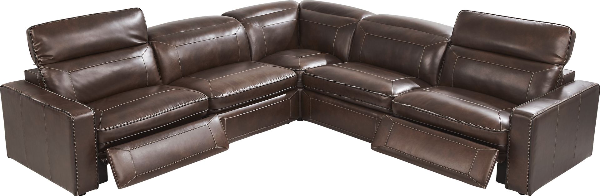 Terralinia Brown Leather 8 Pc Dual Power Reclining Sectional Living Room - Image 5