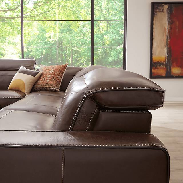 Terralinia Brown Leather 8 Pc Dual Power Reclining Sectional Living Room - Thumbnail - Image 6
