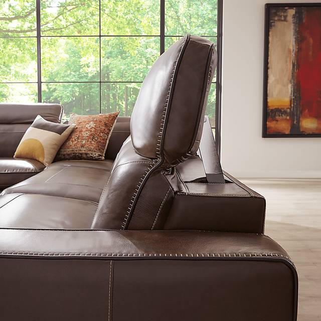 Terralinia Brown Leather 8 Pc Dual Power Reclining Sectional Living Room - Thumbnail - Image 8