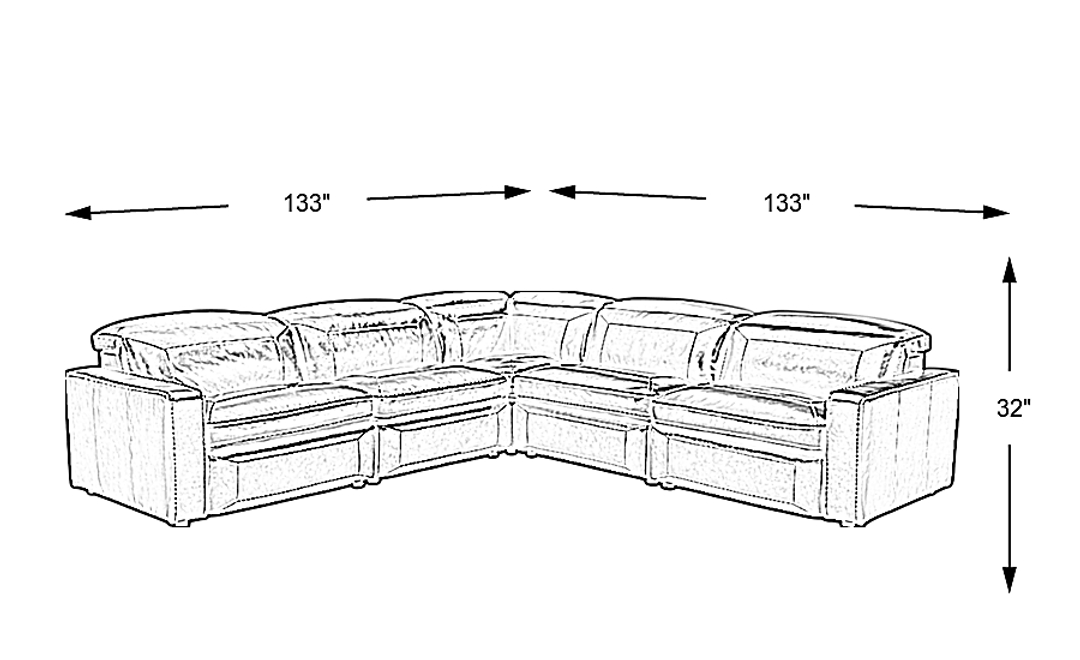 Terralinia Leather 5 Pc Dual Power Reclining Sectional