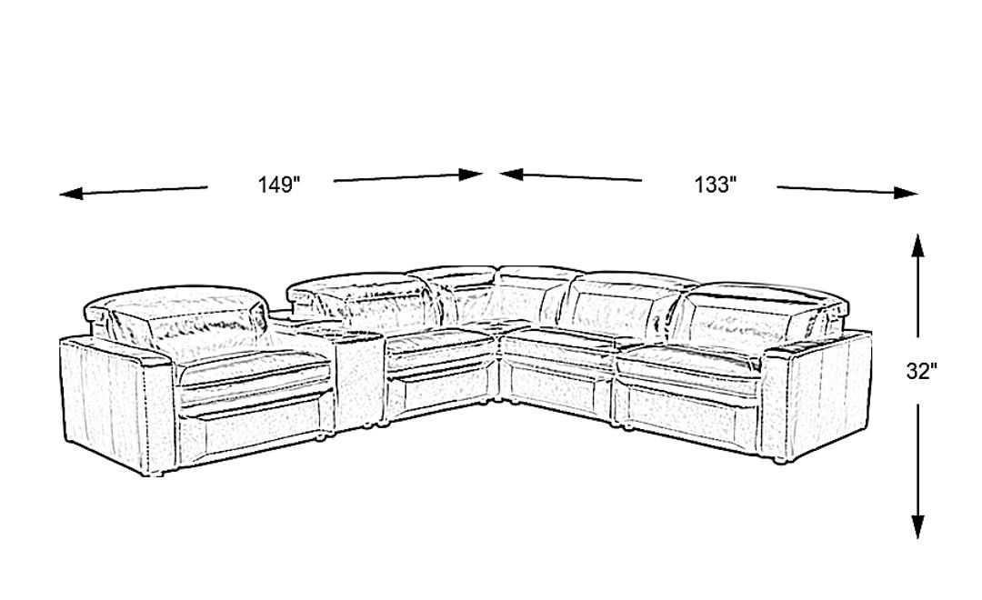 Terralinia Leather 6 Pc Dual Power Reclining Sectional