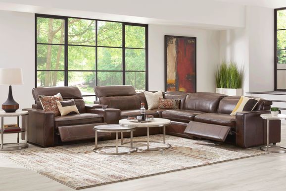 Terralinia Leather 6 Pc Dual Power Reclining Sectional