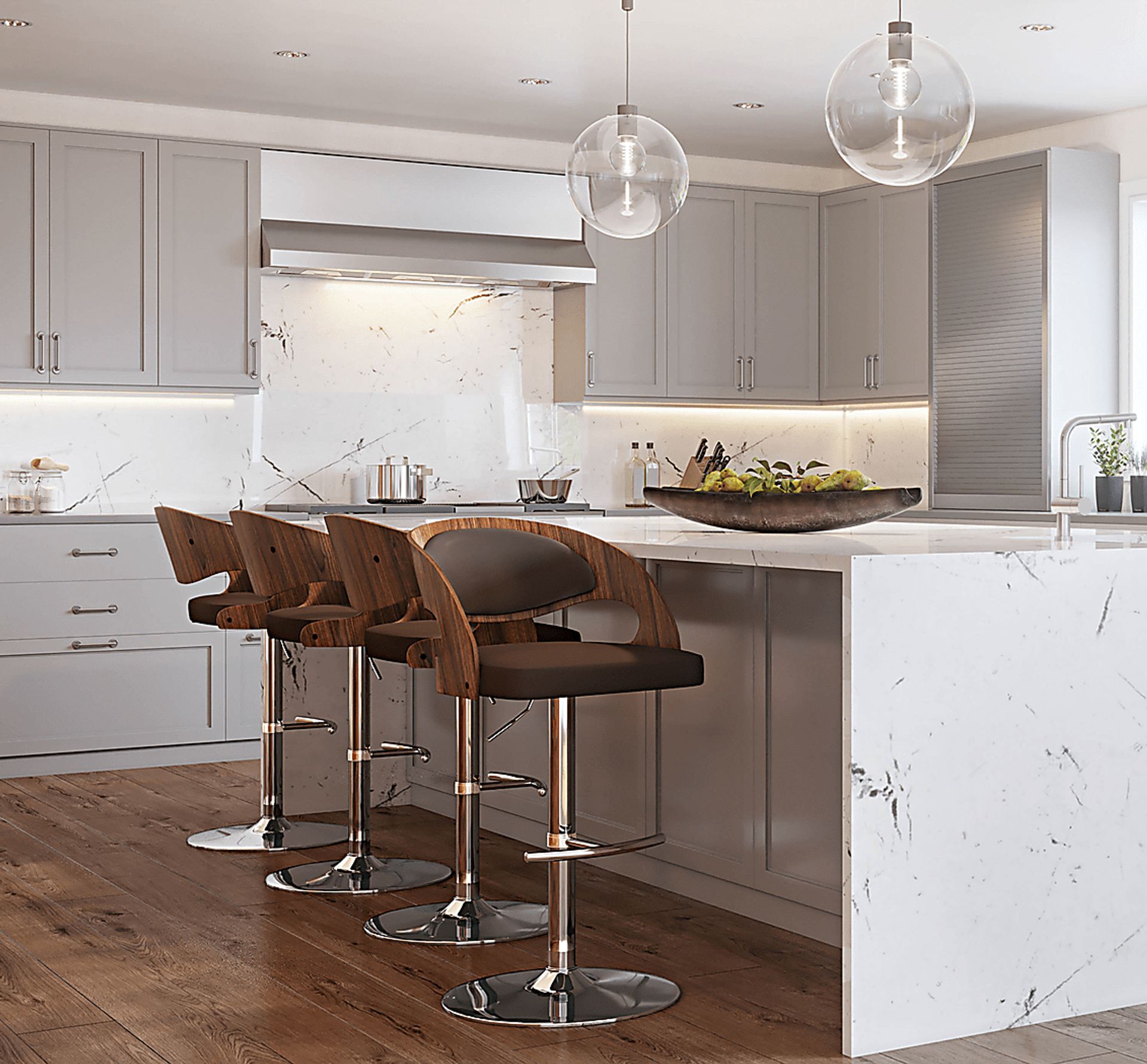 Tescord Brown Adjustable Barstool, Set of 2 - Image 2