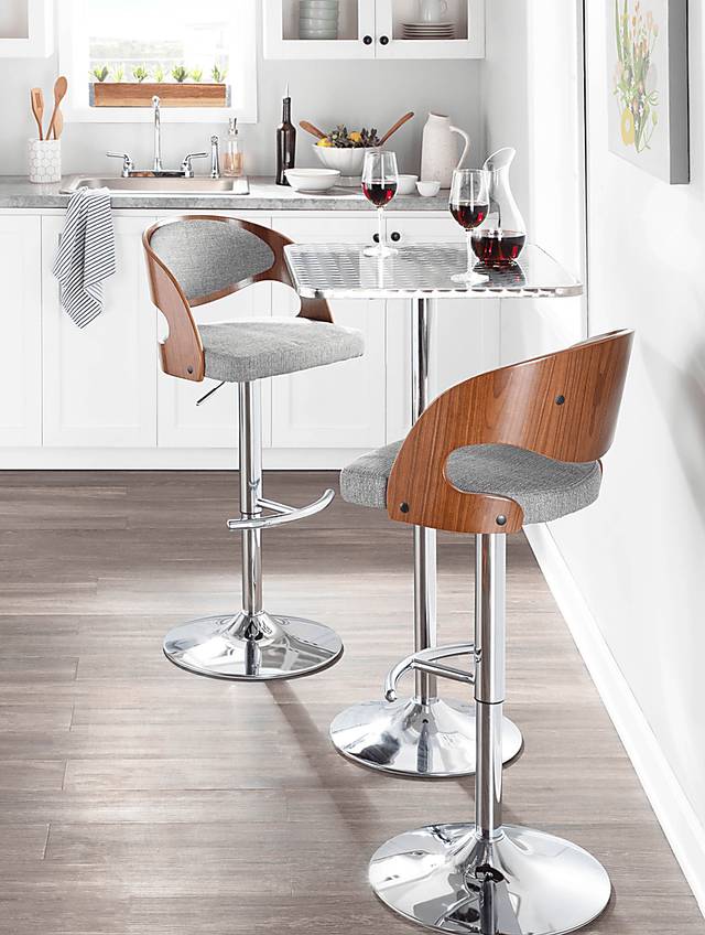 Tescord Gray Adjustable Barstool, Set of 2 - Thumbnail - Image 2