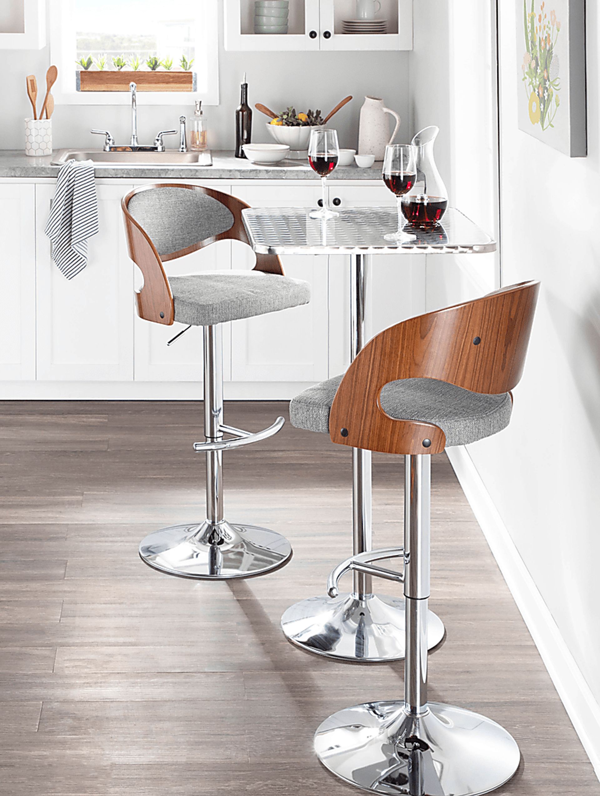Tescord Gray Adjustable Barstool, Set of 2 - Image 2