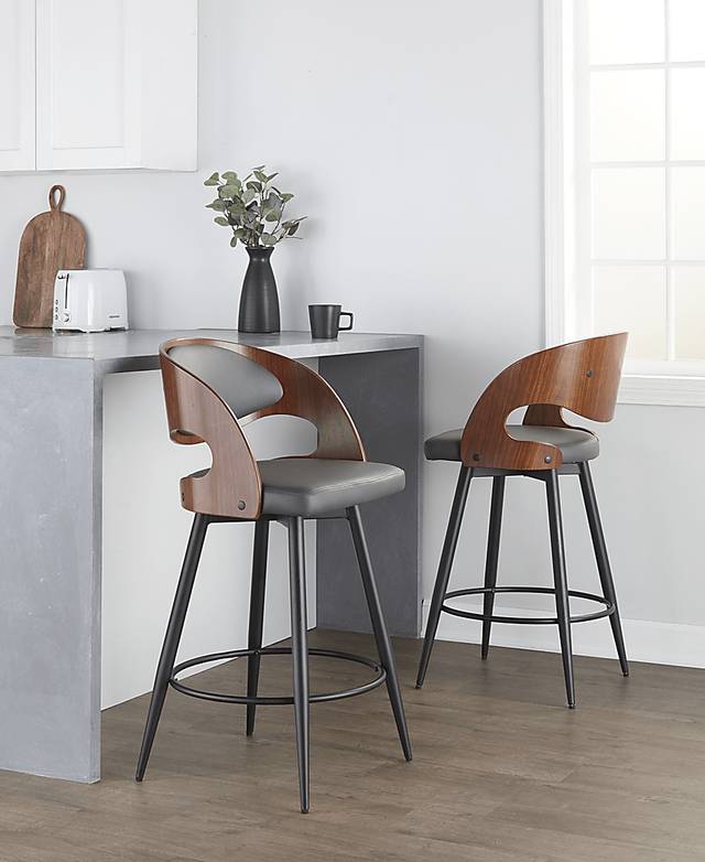 Tescord II Charcoal Swivel Counter Height Stool, Set of 2 - Thumbnail - Image 4