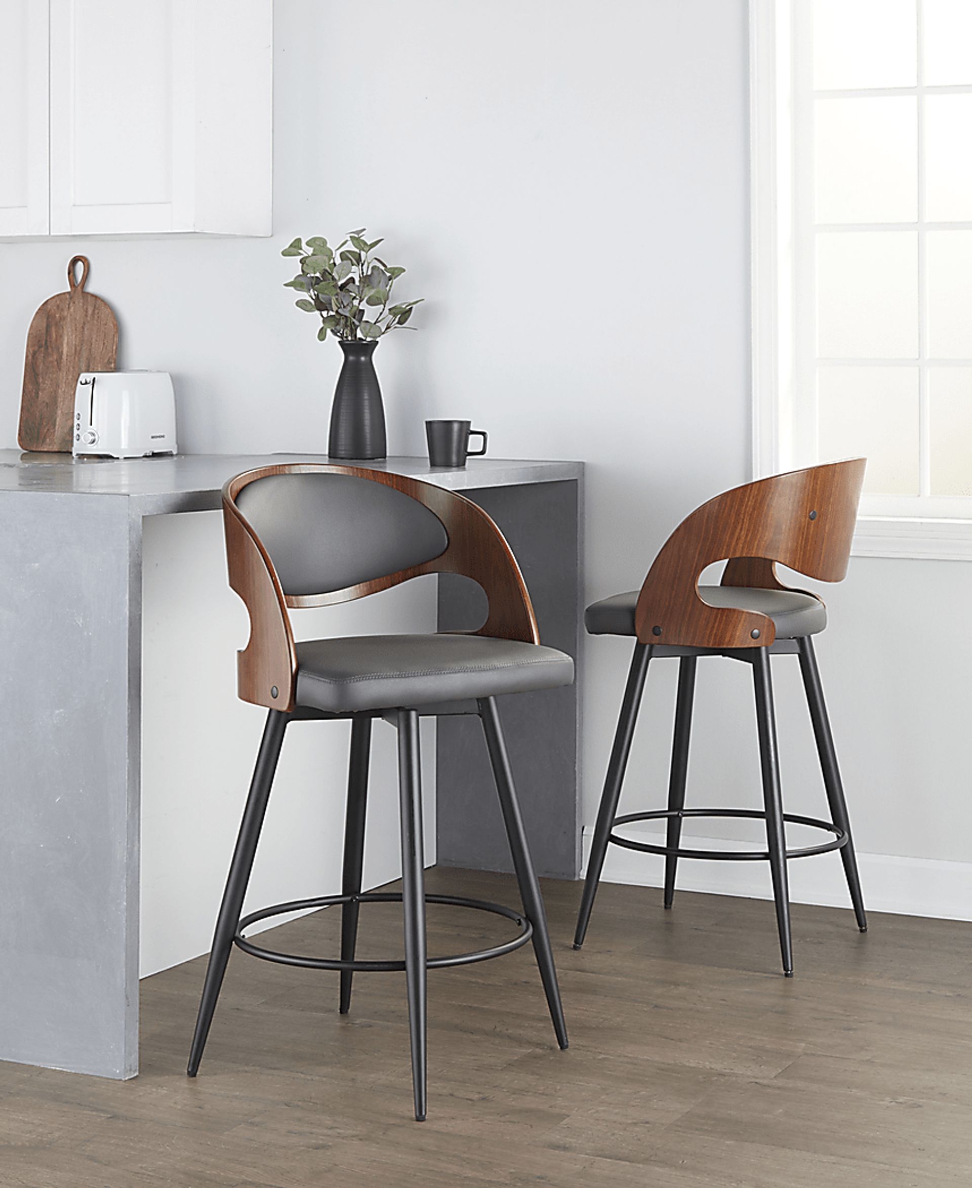 Tescord II Charcoal Swivel Counter Height Stool, Set of 2 - Image 5
