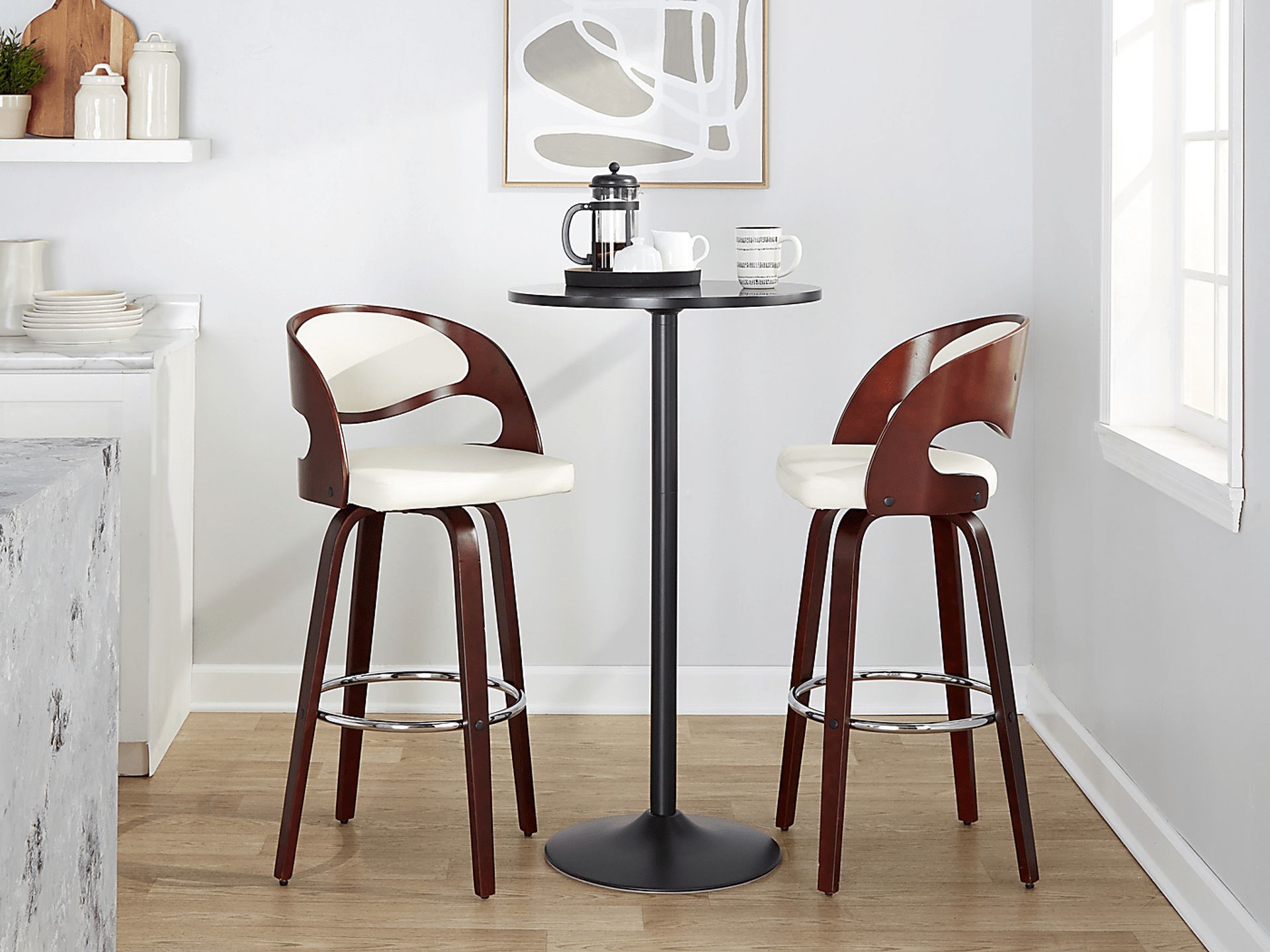 Tescord II White Swivel Barstool, Set of 2 - Image 12