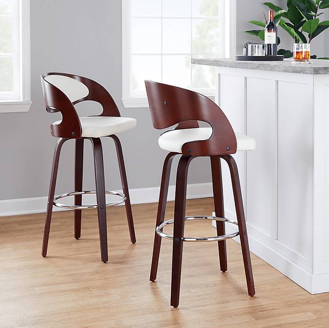 Tescord II White Swivel Barstool, Set of 2 - Thumbnail - Image 2