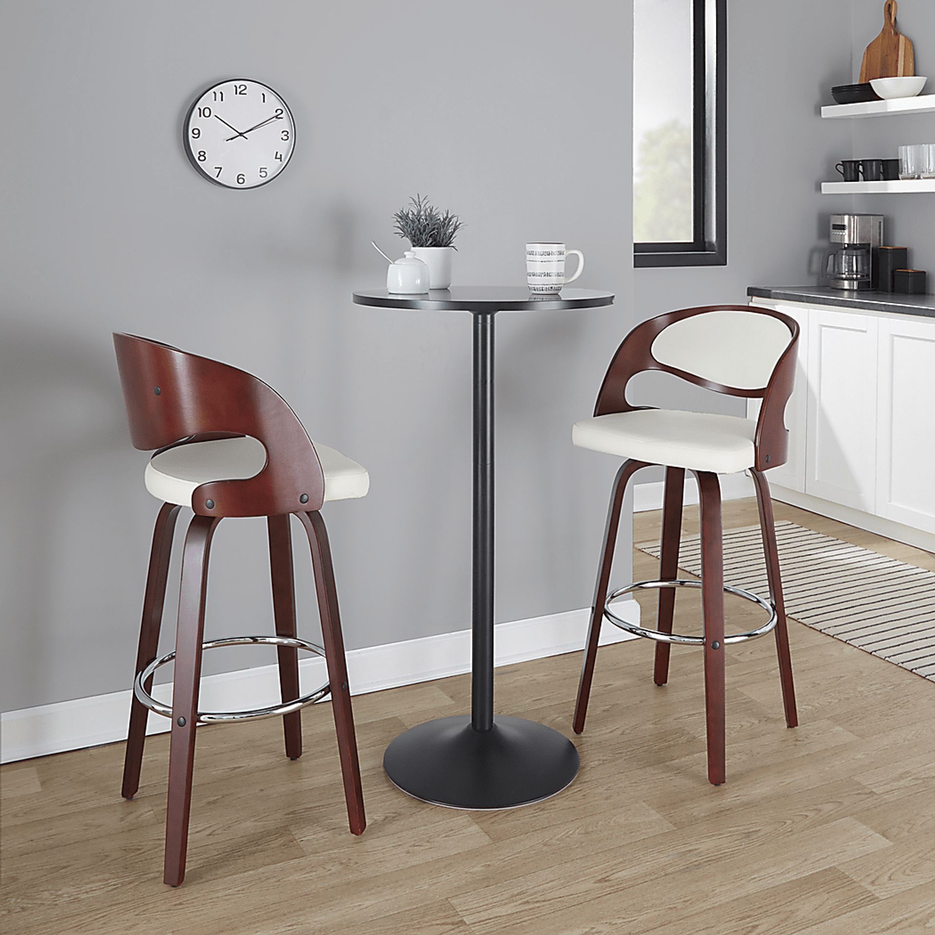 Tescord II White Swivel Barstool, Set of 2 - Image 9