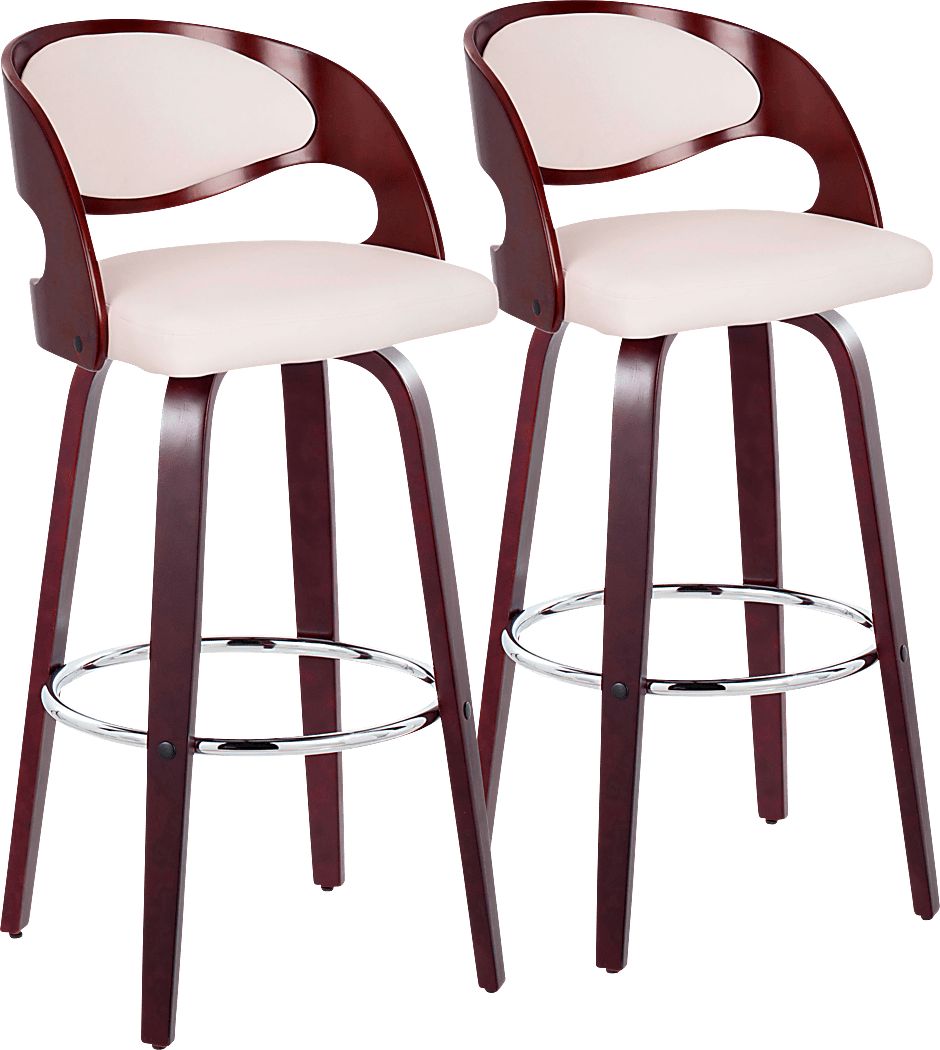 Tescord II White Swivel Barstool, Set of 2