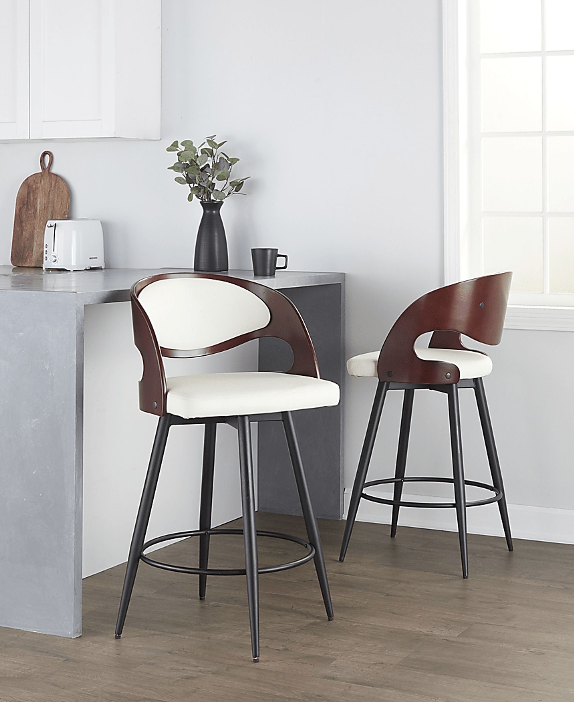 Tescord II White Swivel Counter Height Stool, Set of 2 - Image 4