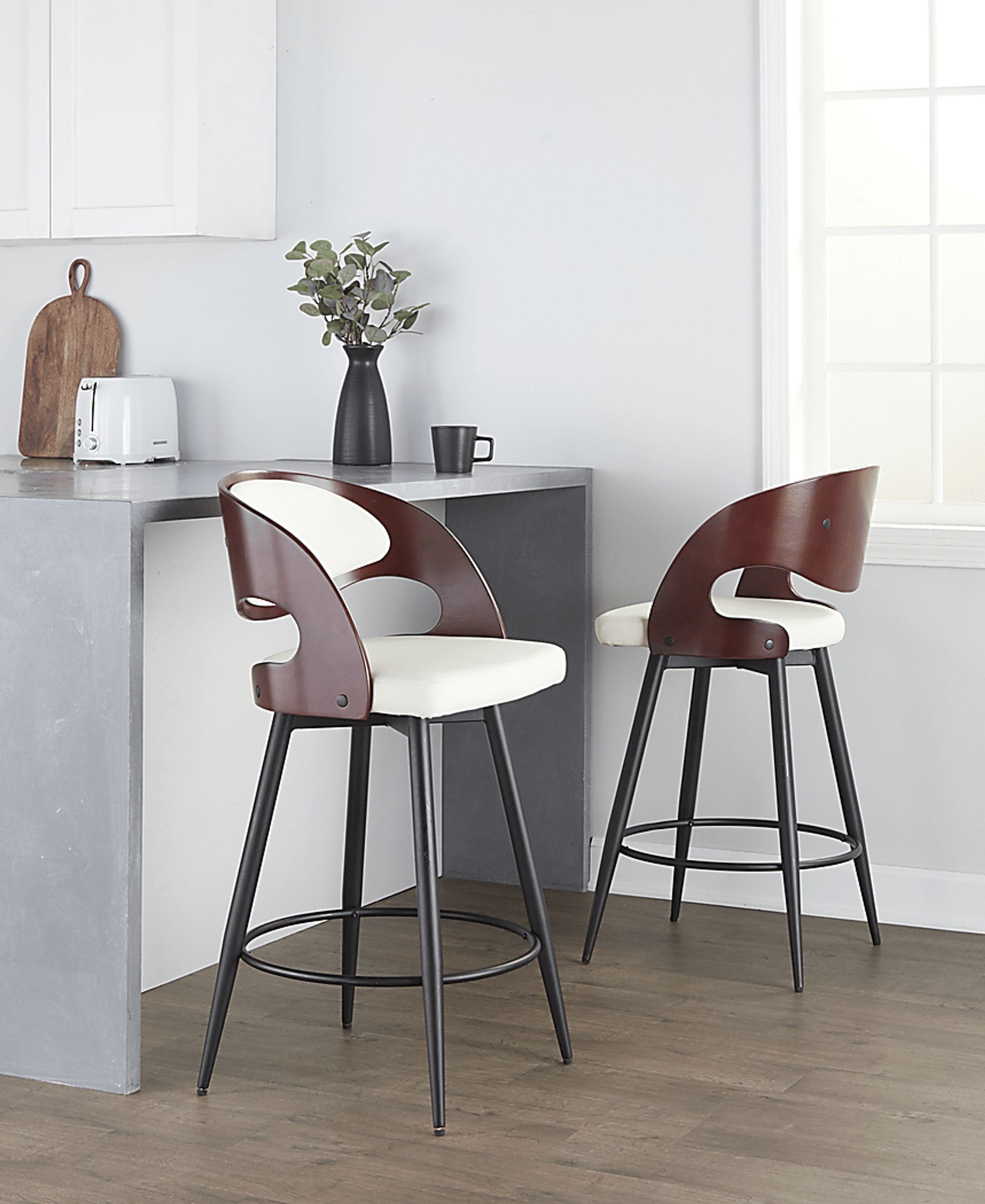Tescord II White Swivel Counter Height Stool, Set of 2 - Image 5