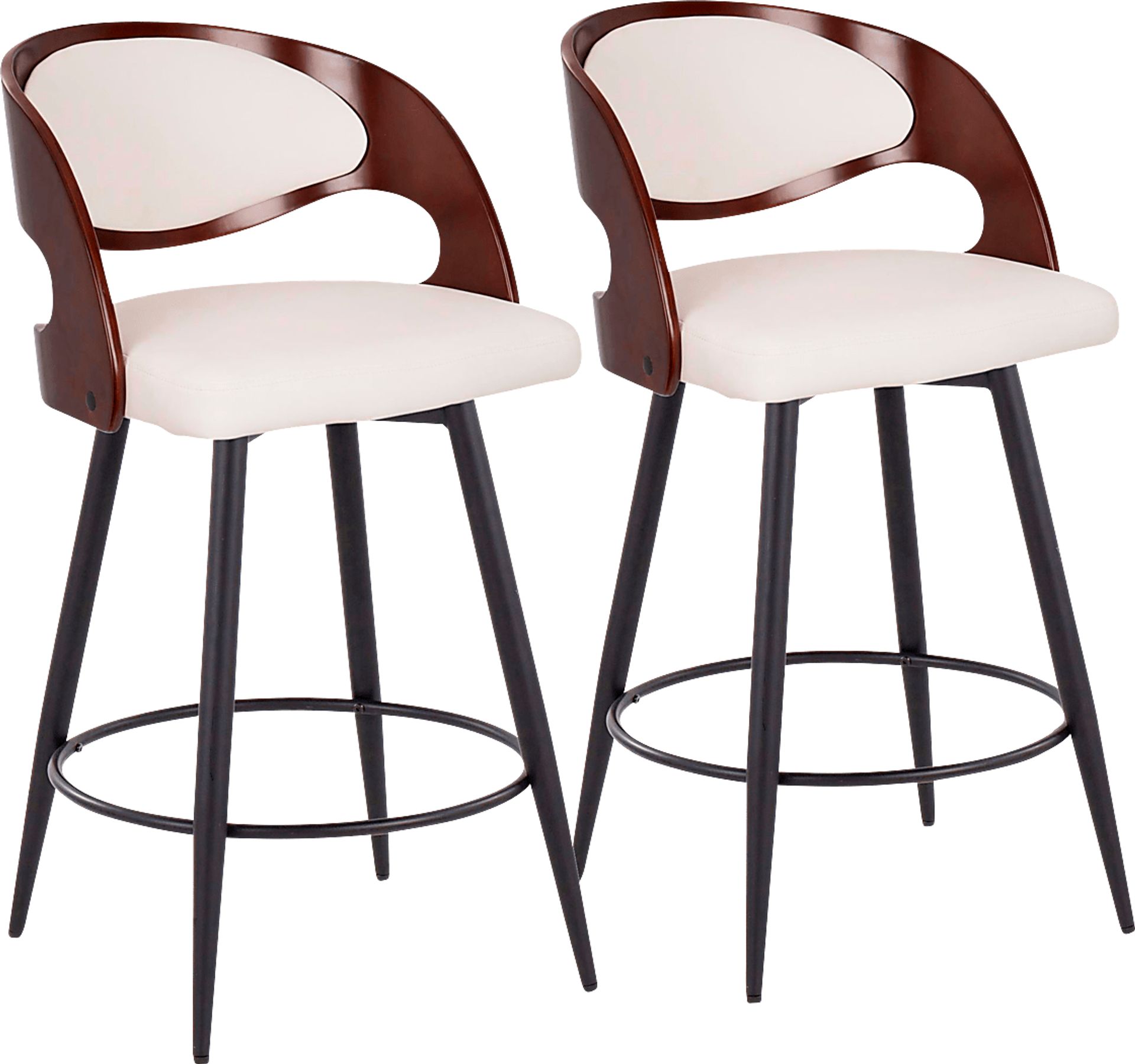Tescord II White Swivel Counter Height Stool, Set of 2 - Image 1
