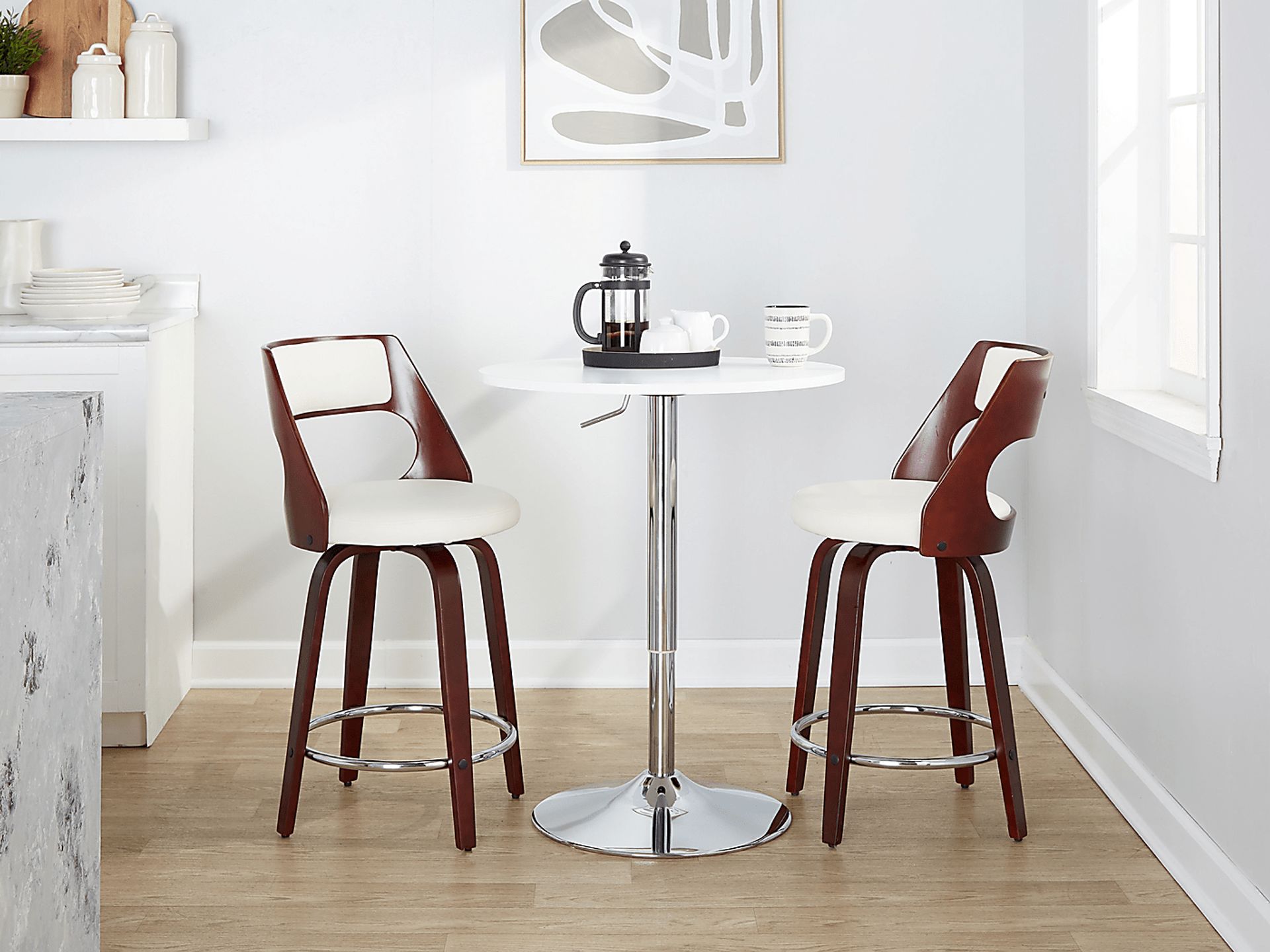 Tescord II White Swivel Counter Height Stool, Set of 2 - Image 2