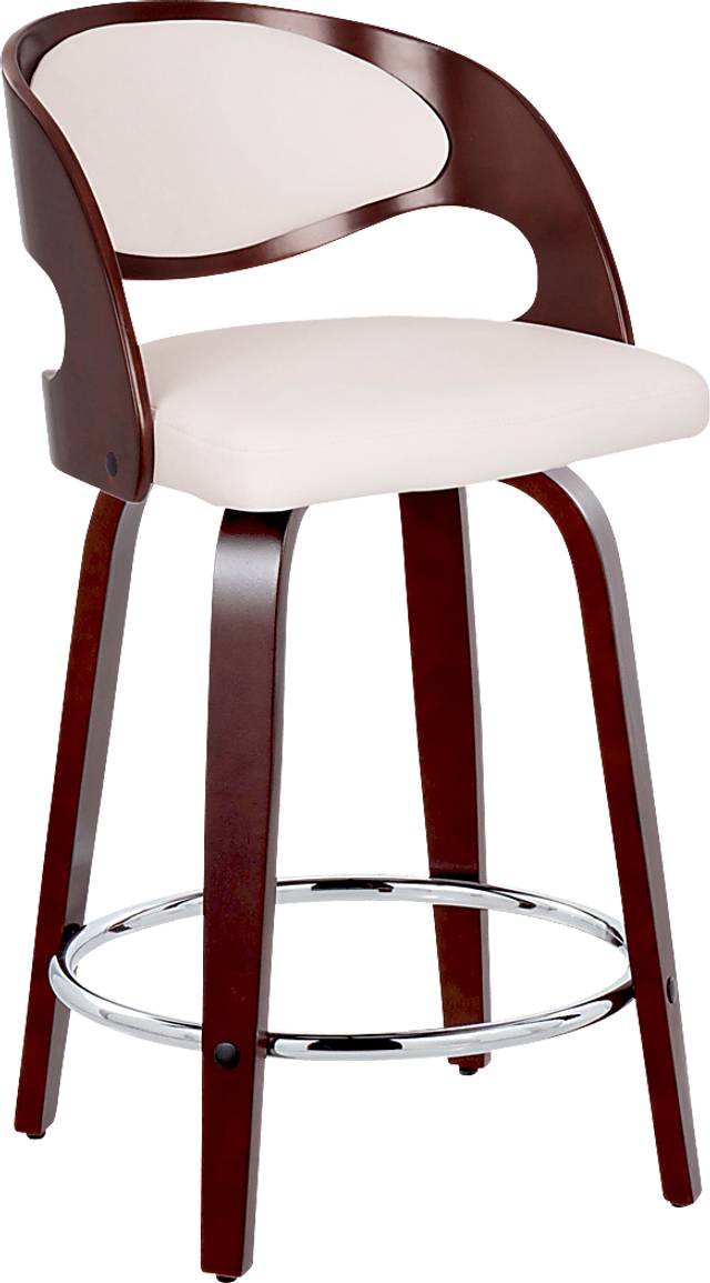 Tescord II White Swivel Counter Height Stool, Set of 2 - Thumbnail - Image 3