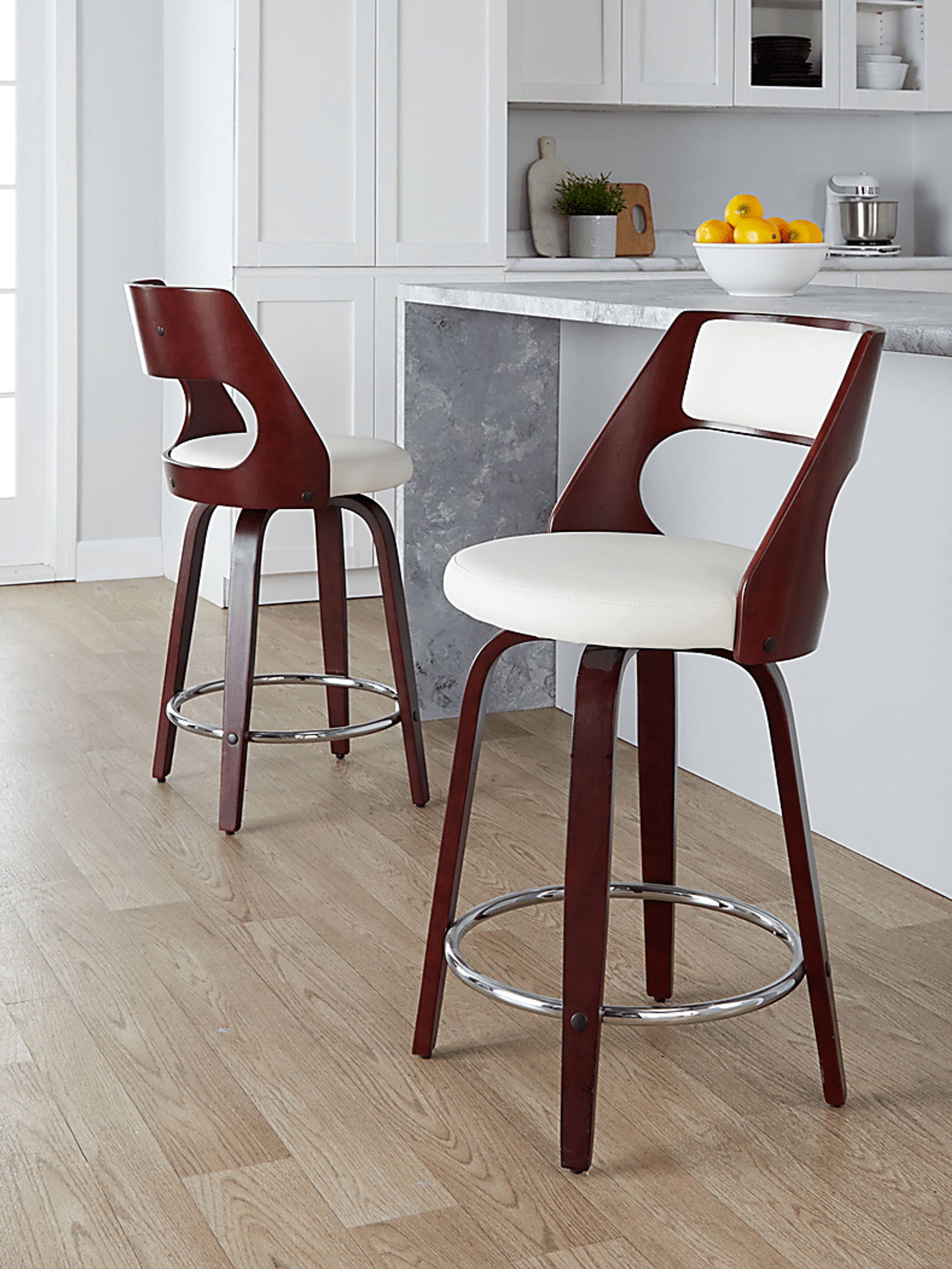 Tescord II White Swivel Counter Height Stool, Set of 2 - Image 9