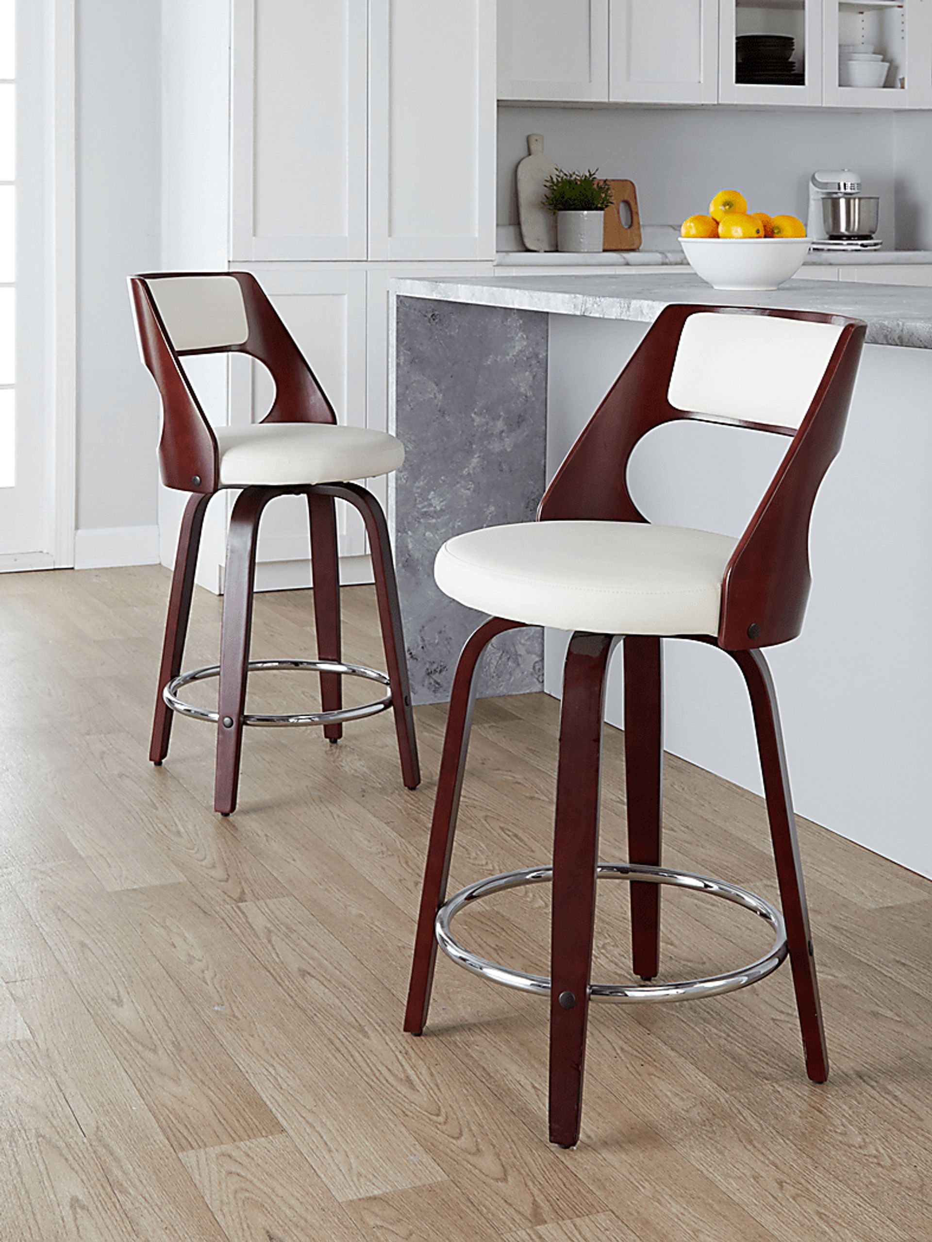 Tescord II White Swivel Counter Height Stool, Set of 2 - Image 10